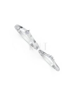 Nhẫn cưới kim cương H116 vàng trắng White Gold kiểu dáng cá tính, hiện đại