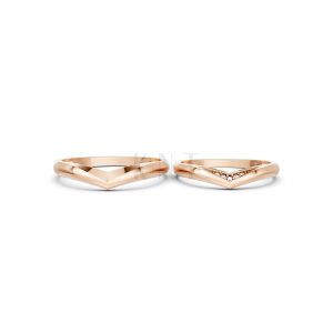 Nhẫn cưới kim cương H117 vàng hồng Rose Gold vàng đẹp, kiểu dáng trẻ trung, độc đáo