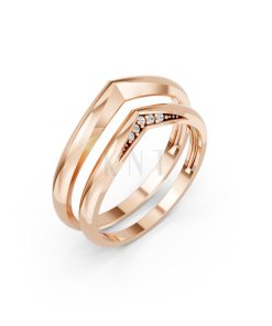 Nhẫn cưới kim cương H117 vàng hồng Rose Gold họa tiết ấn tượng, cá tính