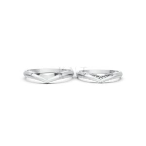 Nhẫn cưới kim cương H117 vàng trắng White Gold thiết kế trẻ trung, hiện đại