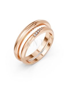 Nhẫn cưới kim cương H121 vàng hồng Rose Gold họa tiết ấn tượng, cá tính