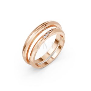 Nhẫn cưới kim cương H121 vàng hồng Rose Gold họa tiết ấn tượng, cá tính