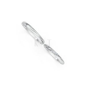 Nhẫn cưới kim cương H121 vàng trắng White Gold kiểu dáng cá tính, hiện đại