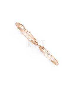 Nhẫn cưới H123 vàng hồng Rose Gold vàng đẹp, kiểu dáng trẻ trung, độc đáo