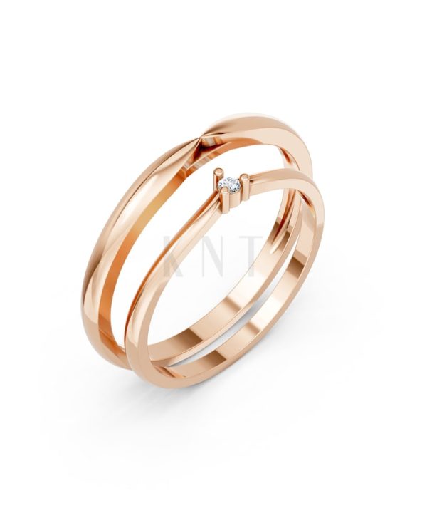 Nhẫn cưới H123 vàng hồng Rose Gold họa tiết ấn tượng, cá tính