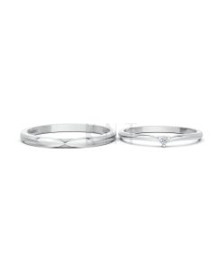 Nhẫn cưới H123 vàng trắng White Gold thiết kế trẻ trung, hiện đại