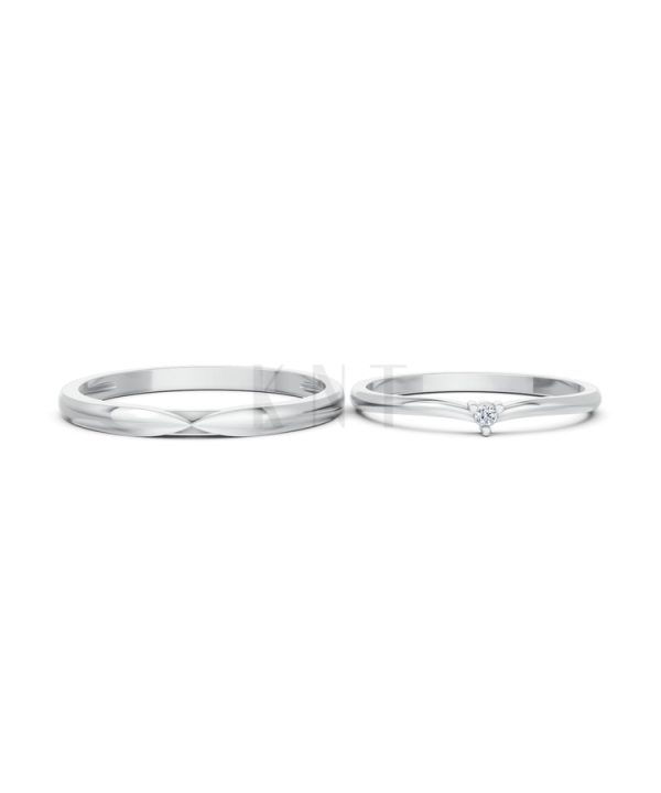 Nhẫn cưới H123 vàng trắng White Gold thiết kế trẻ trung, hiện đại