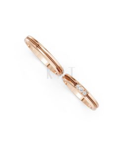Nhẫn cưới H127 vàng hồng Rose Gold vàng đẹp, kiểu dáng trẻ trung, độc đáo