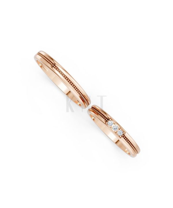 Nhẫn cưới H127 vàng hồng Rose Gold vàng đẹp, kiểu dáng trẻ trung, độc đáo