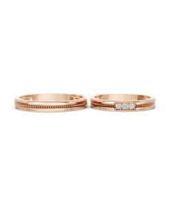 Nhẫn cưới H127 vàng hồng Rose Gold thiết kế đối xứng, phong cách, ấn tượng