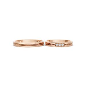 Nhẫn cưới H127 vàng hồng Rose Gold thiết kế đối xứng, phong cách, ấn tượng