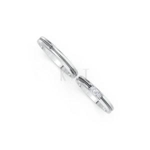 Nhẫn cưới H127 vàng trắng White Gold vàng sáng, đường nét sắc sảo, tinh tế