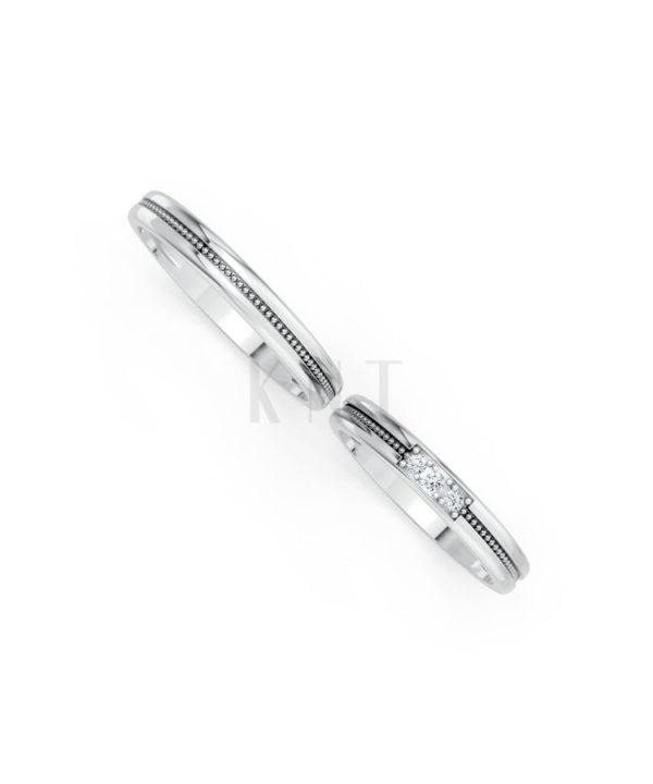 Nhẫn cưới H127 vàng trắng White Gold vàng sáng, đường nét sắc sảo, tinh tế