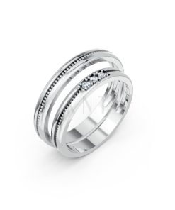 Nhẫn cưới H127 vàng trắng White Gold kiểu dáng hiện đại, nổi bật