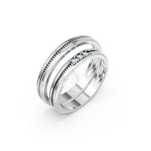 Nhẫn cưới H127 vàng trắng White Gold kiểu dáng hiện đại, nổi bật