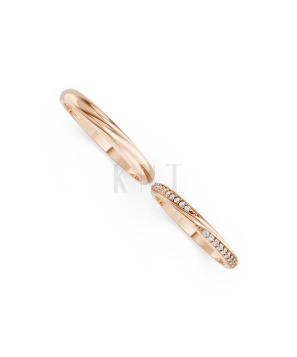 Nhẫn cưới H128 vàng hồng Rose Gold phong cách trẻ trung, nổi bật