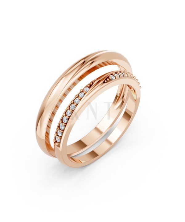 Nhẫn cưới H128 vàng hồng Rose Gold họa tiết ấn tượng, cá tính
