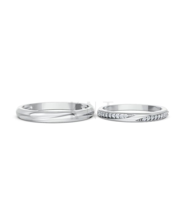 Nhẫn cưới H128 vàng trắng White Gold kiểu dáng cá tính, hiện đại