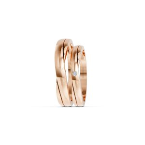 Nhẫn cưới kim cương H129 vàng hồng Rose Gold vàng đẹp, kiểu dáng trẻ trung, độc đáo