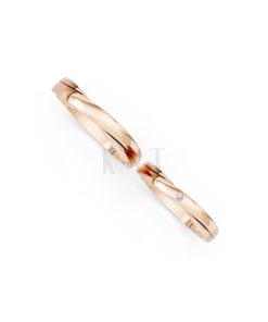Nhẫn cưới kim cương H129 vàng hồng Rose Gold phong cách trẻ trung, nổi bật
