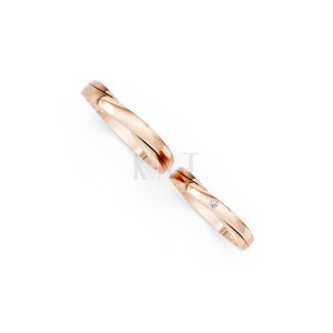 Nhẫn cưới kim cương H129 vàng hồng Rose Gold phong cách trẻ trung, nổi bật