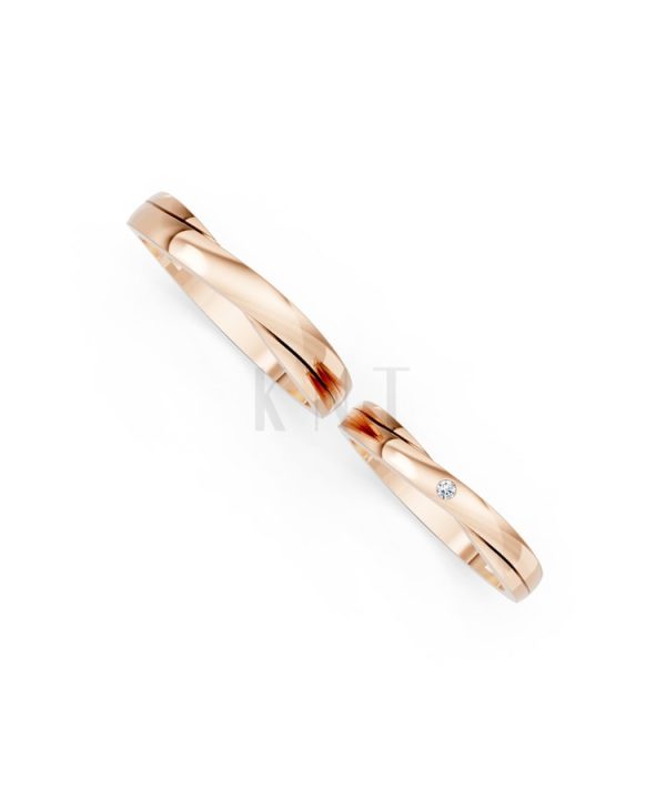 Nhẫn cưới kim cương H129 vàng hồng Rose Gold phong cách trẻ trung, nổi bật