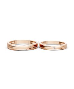 Nhẫn cưới kim cương H129 vàng hồng Rose Gold thiết kế đối xứng, phong cách, ấn tượng