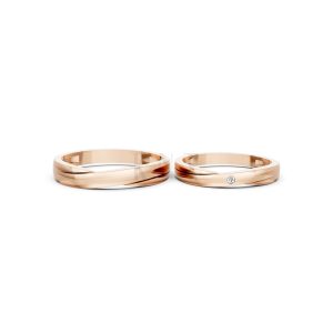 Nhẫn cưới kim cương H129 vàng hồng Rose Gold thiết kế đối xứng, phong cách, ấn tượng