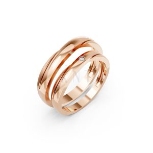 Nhẫn cưới kim cương H129 vàng hồng Rose Gold họa tiết ấn tượng, cá tính