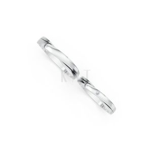 Nhẫn cưới kim cương H129 vàng trắng White Gold kiểu dáng cá tính, hiện đại