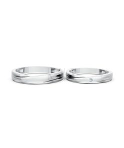 Nhẫn cưới kim cương H129 vàng trắng White Gold thiết kế trẻ trung, hiện đại