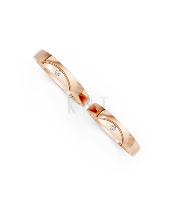 Nhẫn cưới H2 vàng hồng Rose Gold phong cách trẻ trung, nổi bật