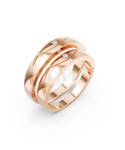 Nhẫn cưới H2 vàng hồng Rose Gold họa tiết ấn tượng, cá tính