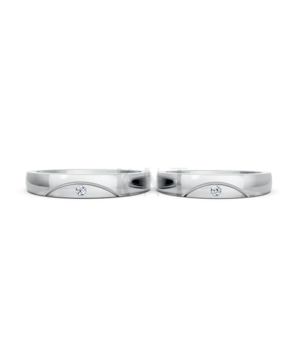 Nhẫn cưới H2 vàng trắng White Gold vàng sáng, đường nét sắc sảo, tinh tế