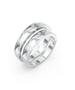 Nhẫn cưới H2 vàng trắng White Gold kiểu dáng hiện đại, nổi bật