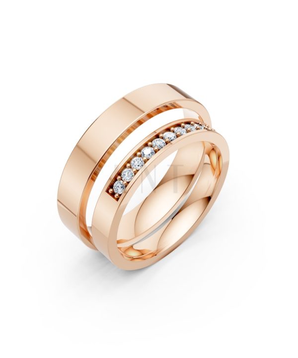 Nhẫn cưới H39 màu vàng hồng Rose Gold họa tiết ấn tượng, cá tính