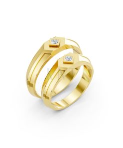 Nhẫn cưới H4 màu Vàng Gold thiết kế tinh tế, sang trọng