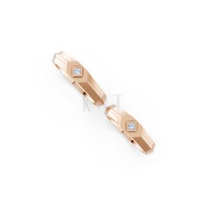 Nhẫn cưới H4 màu vàng hồng Rose Gold thiết kế đối xứng, phong cách, ấn tượng