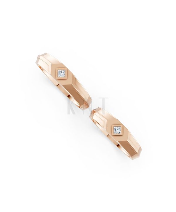 Nhẫn cưới H4 màu vàng hồng Rose Gold thiết kế đối xứng, phong cách, ấn tượng