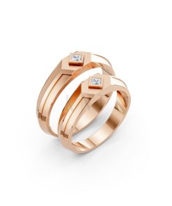 Nhẫn cưới H4 màu vàng hồng Rose Gold họa tiết ấn tượng, cá tính