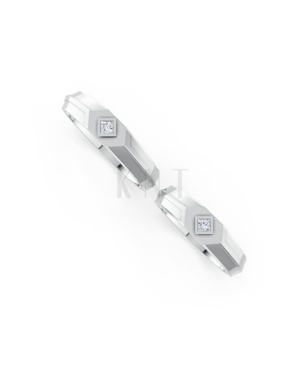 Nhẫn cưới H4 màu vàng trắng White Gold kiểu dáng cá tính, hiện đại