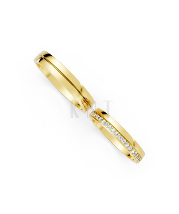 Nhẫn cưới H40 màu Vàng Gold thiết kế phá cách, sang trọng