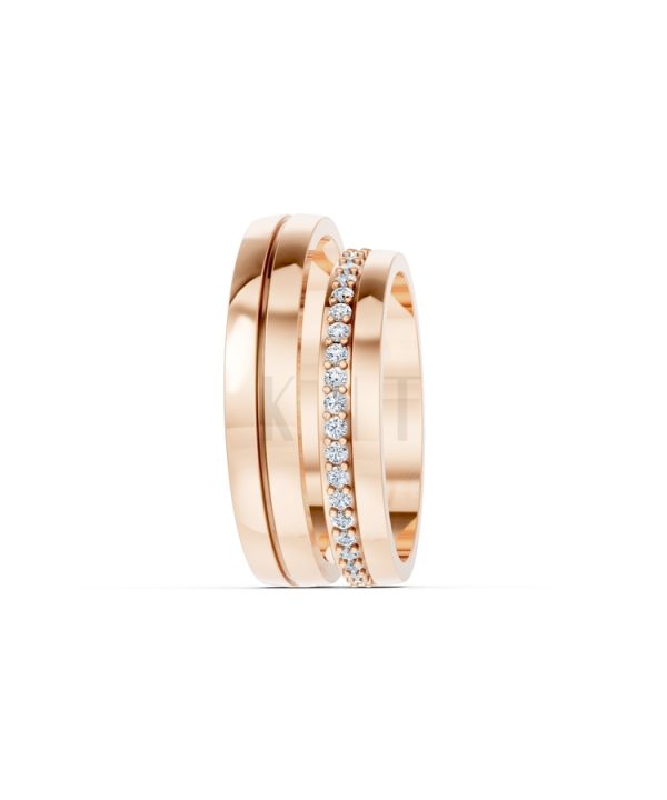 Nhẫn cưới H40 màu vàng hồng Rose Gold phong cách trẻ trung, nổi bật