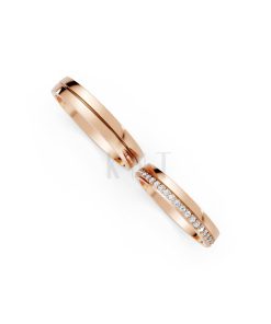 Nhẫn cưới H40 màu vàng hồng Rose Gold thiết kế đối xứng, phong cách, ấn tượng