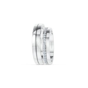 Nhẫn cưới H40 màu vàng trắng White Gold vàng sáng, đường nét sắc sảo, tinh tế