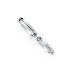 Nhẫn cưới H40 màu vàng trắng White Gold kiểu dáng cá tính, hiện đại