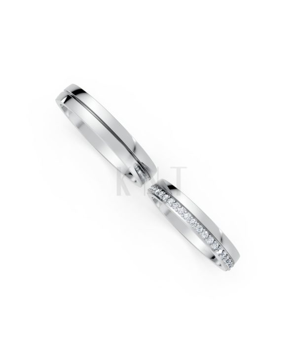 Nhẫn cưới H40 màu vàng trắng White Gold kiểu dáng cá tính, hiện đại