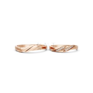 Nhẫn cưới H41 màu vàng hồng Rose Gold thiết kế đối xứng, phong cách, ấn tượng