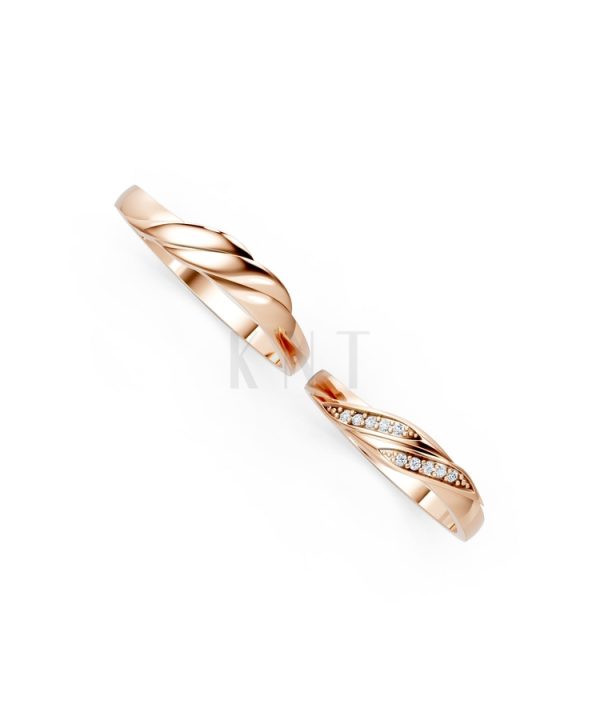 Nhẫn cưới H41 màu vàng hồng Rose Gold phong cách trẻ trung, nổi bật