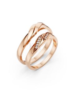 Nhẫn cưới H41 màu vàng hồng Rose Gold họa tiết ấn tượng, cá tính